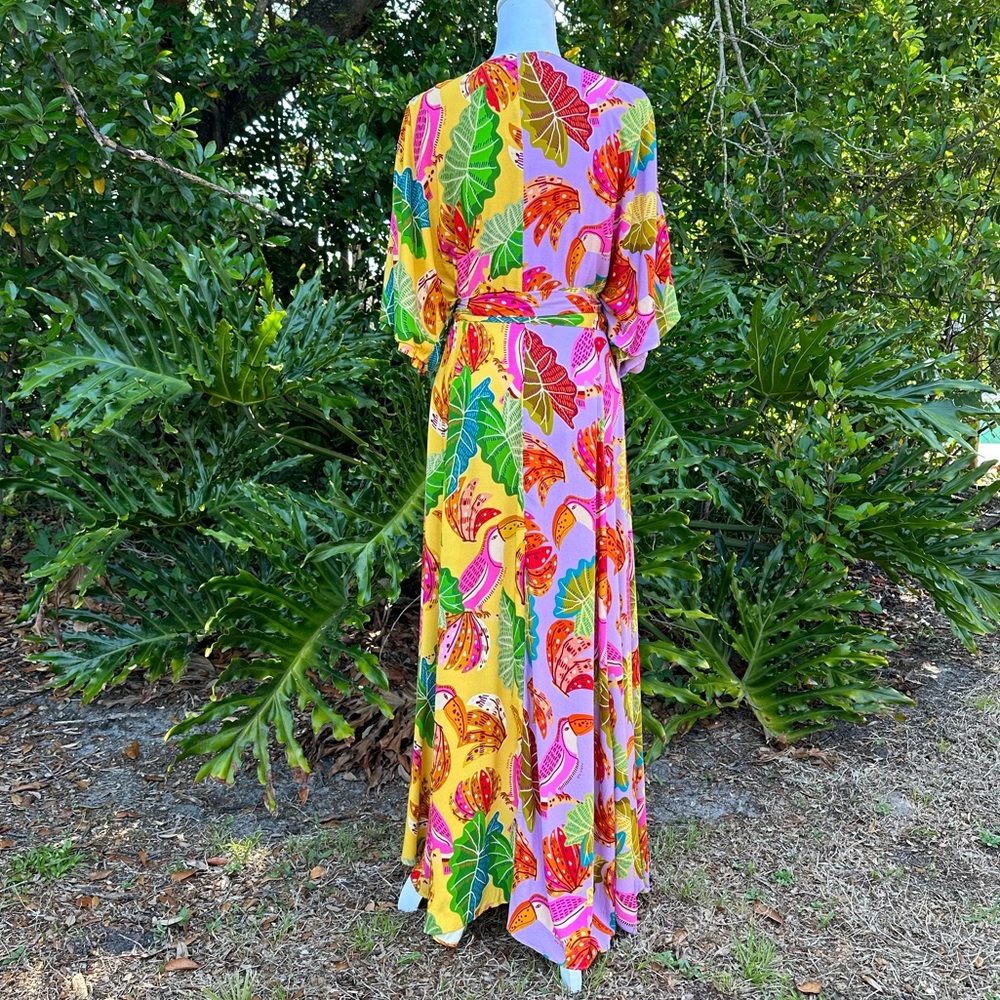 FARM RIO Mixed Beaks & Bananas Maxi Wrap Dress - Picture 3 of 16